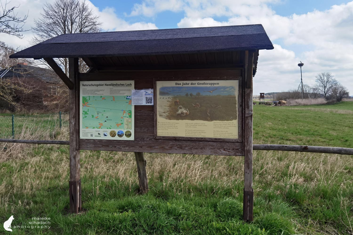 Information board at the parking lot of the Bird Sanctuary Buckow.